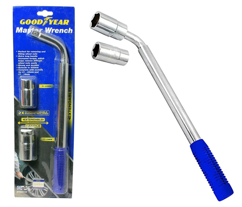 Goodyear Wheel Brace Wrench Extendable Tyre 17mm 19mm 21mm 23mm Socket 900115