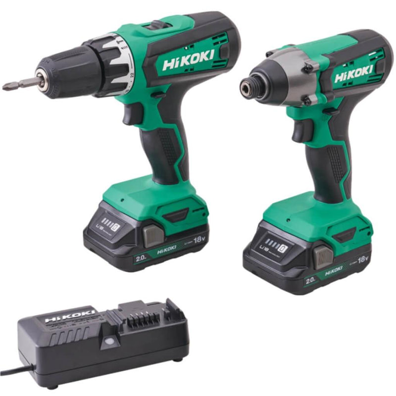 HiKOKI Combi Drill And Impact Driver Twin Pack 18V 2 x 2Ah Li-ion KC18DFXJAZ