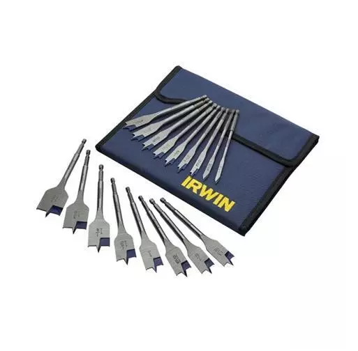 Irwin Flat Drill Bit Set Blue Groove 17pc Flat Spade Storage Wallet IRWIW4041002