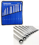 10pc Ratchet Spanner Set Ring Aviation Double Ended Extra Long 8mm -19mm SP194