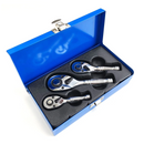 STUBBY RATCHET SET 3PC 1/4" 1/2" 3/8" REVERSIBLE QUICK RELEASE IN CASE SS015