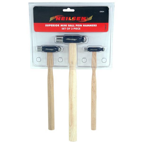 Ball Pein Hammer 3pc Mini Set 30 60 120g Wooden Handle Machinists Hammer CT4314