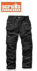 Scruffs Work Trousers 34R Trade Flex Slim Fit Trade Hard Wearing Pockets BLACK