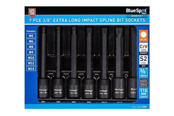 BLUESPOT Impact Spline Extra Long 7pc 3/8" Star Bit Socket Set M5 - M14 01589