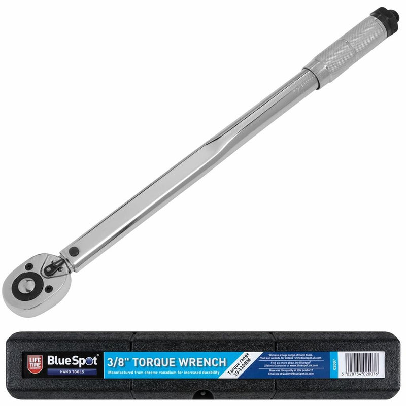 BLUESPOT TORQUE WRENCH 3/8" DRIVE CV STEEL RATCHET GARAGE TOOL 19-110NM 02007