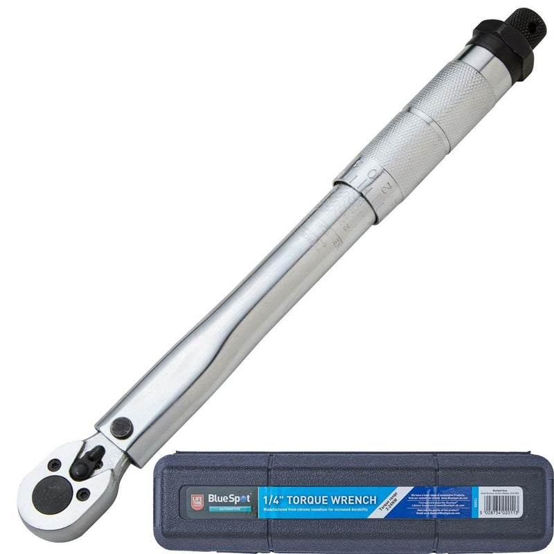 BLUESPOT TORQUE WRENCH 1/4" DRIVE CV STEEL RATCHET GARAGE TOOL 2-24NM 02011