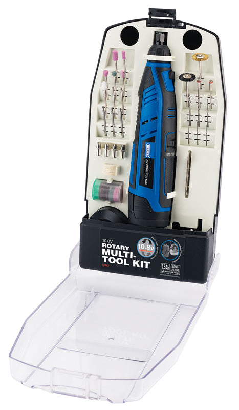 Draper Draper Storm Force 10.8V Power Interchange Rotary Multi-Tool Kit, 1 x 1.5Ah Battery, 1 x Charger (50 Piece) 02343