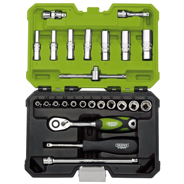 Draper Draper Expert Metric Socket Set, 1/4" Sq. Dr., Green (25 Piece) 04463