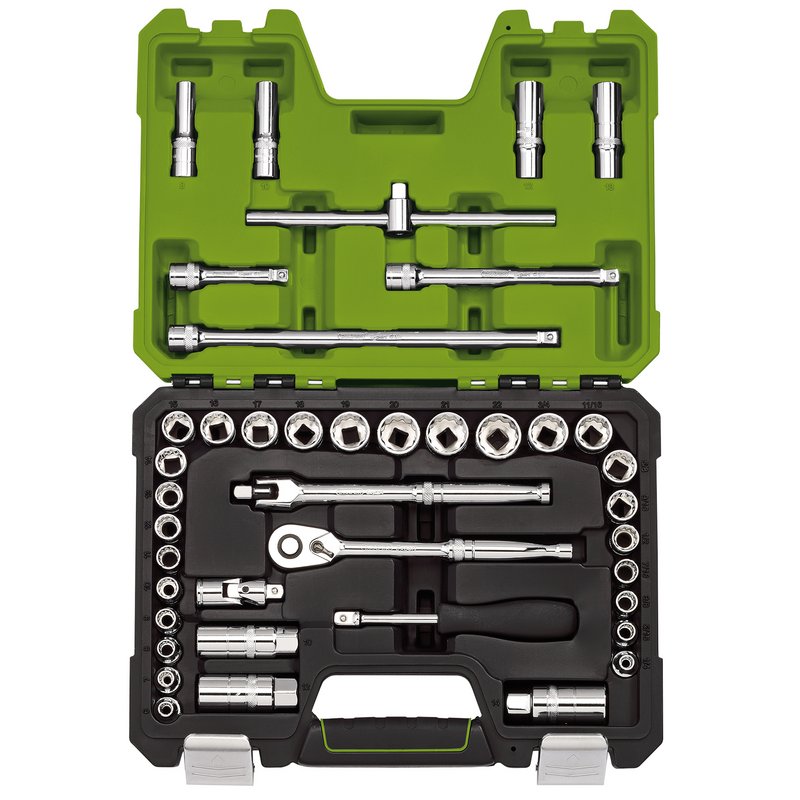 Draper Draper Expert MM/AF Combined Socket Set, 3/8" Sq. Dr., Green (41 Piece) 04464