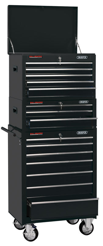 Draper Combined Roller Cabinet and Tool Chest, 15 Drawer, 26", Black 04594