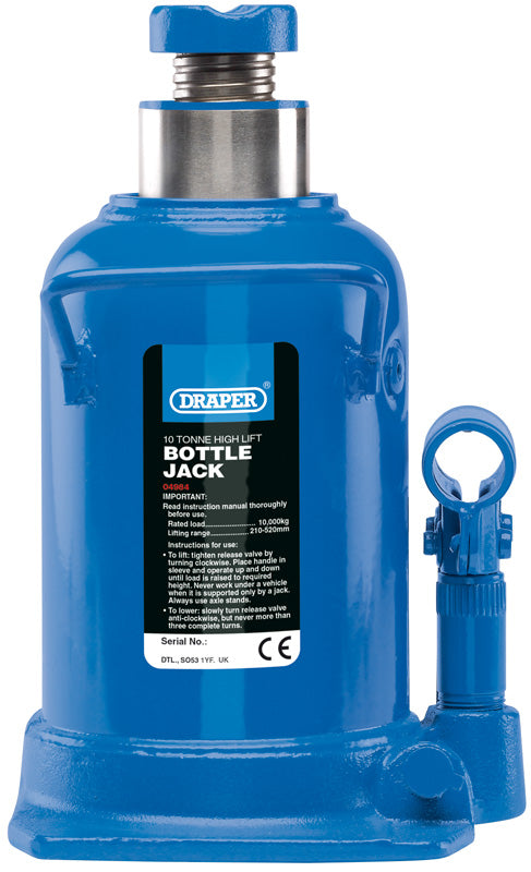 Draper 04984 10 Tonne High Lift Hydraulic Bottle Jack