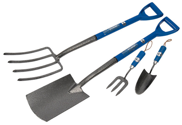 2 Piece Carbon Steel Fork and Spade Set with Hand Trowel and Fork Set