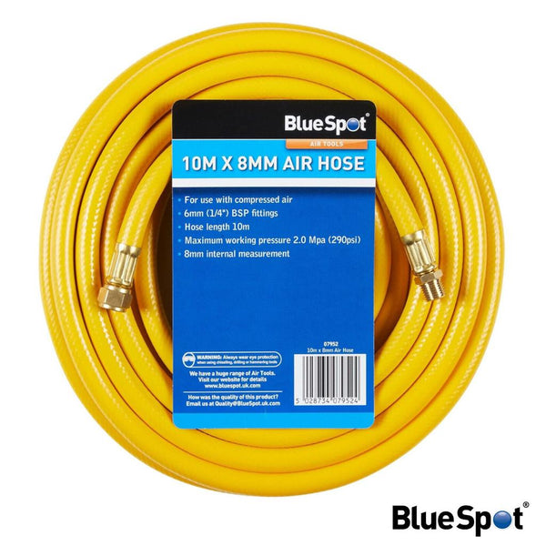 BLUESPOT Air Hose 8MM x 10M 32ft Air Line Rubber Hose  Compressor 1/4" BSP 07952