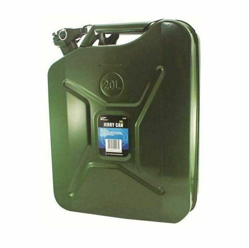 FUEL JERRY CAN 20 LITRE METAL PETROL DIESEL 20L ARMY CONTAINER HEAVY DUTY JC100