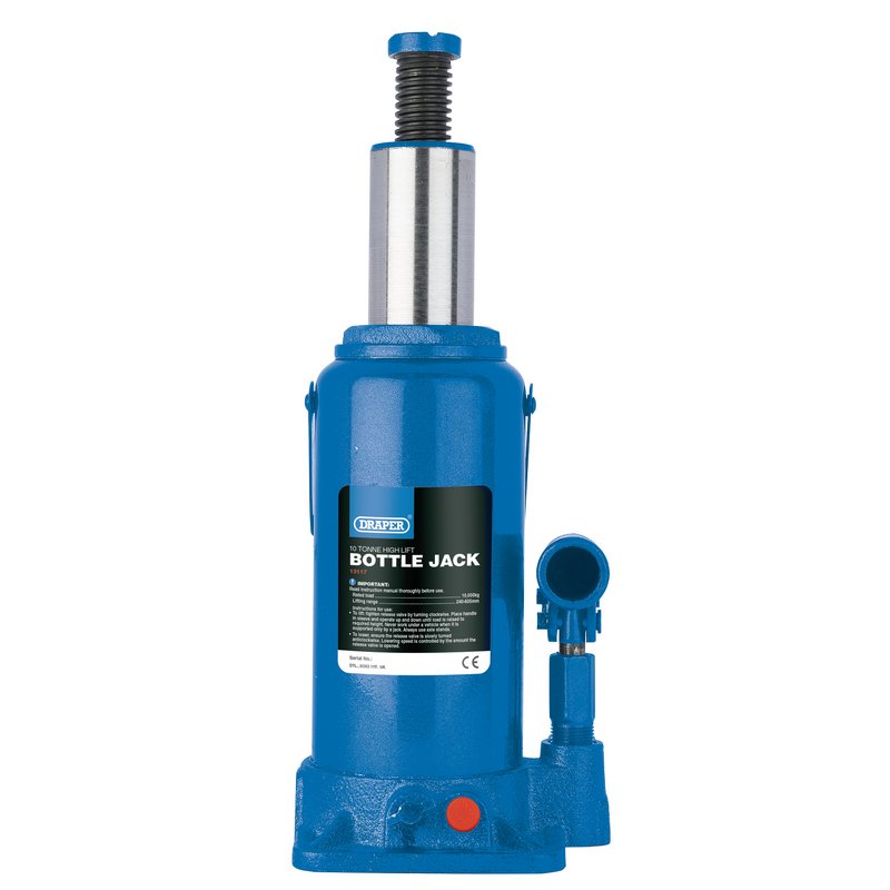 Draper High Lift Hydraulic Bottle Jack, 10 Tonne 13117