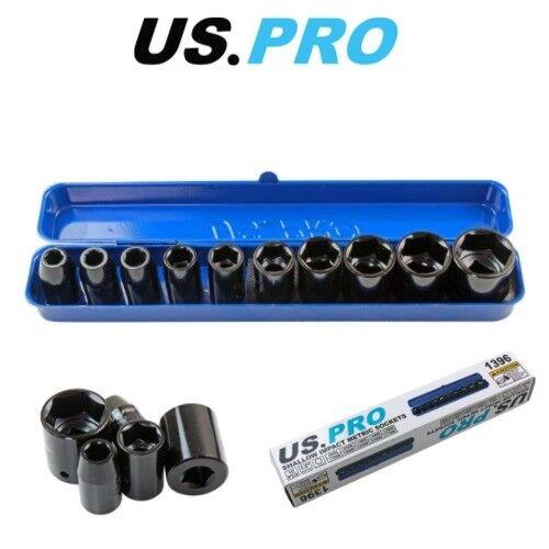 US PRO Socket Set Shallow Impact 1/2" Drive 10pc Metric In Case 9-27mm 1396