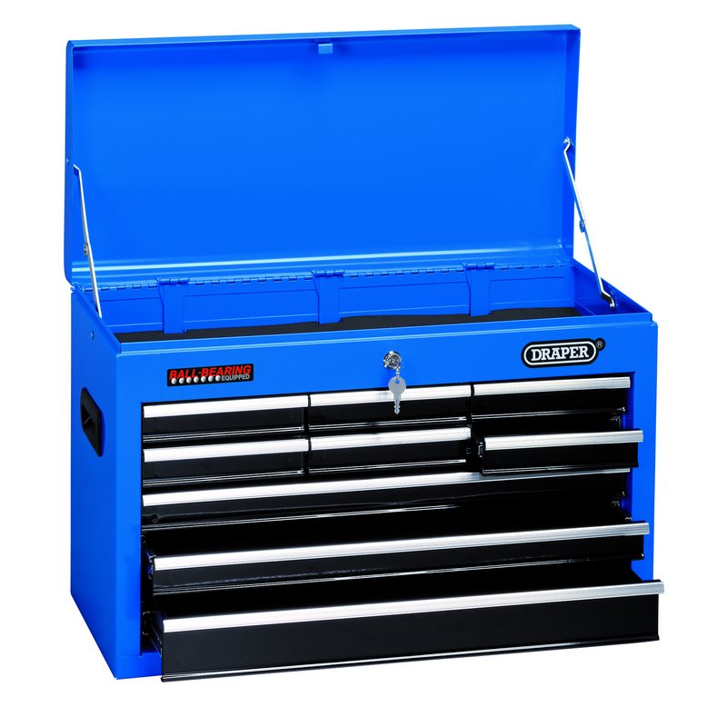 Draper Tool Chest, 9 Drawer, 26", Blue 14910