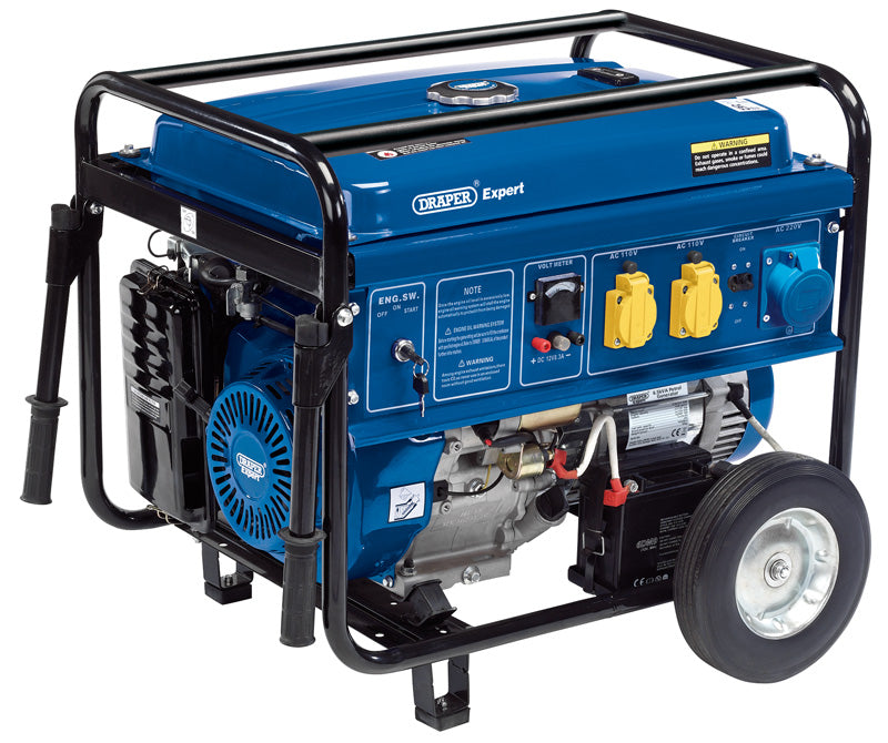 Draper Petrol Generator with Wheels, 6500W 16143