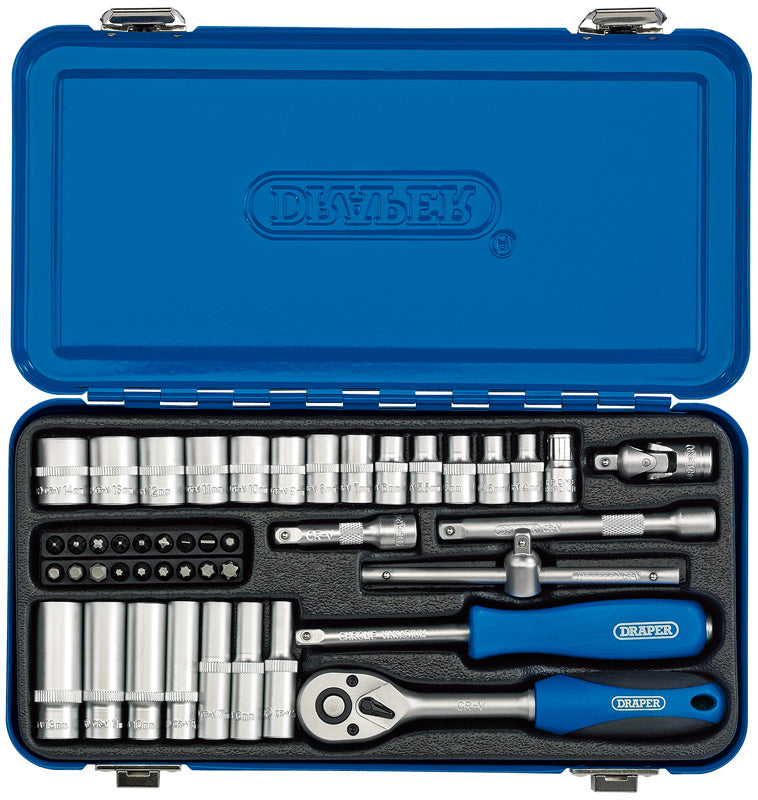 Draper Metric Socket Set in Metal Case, 1/4" Sq. Dr. (45 Piece) 16365