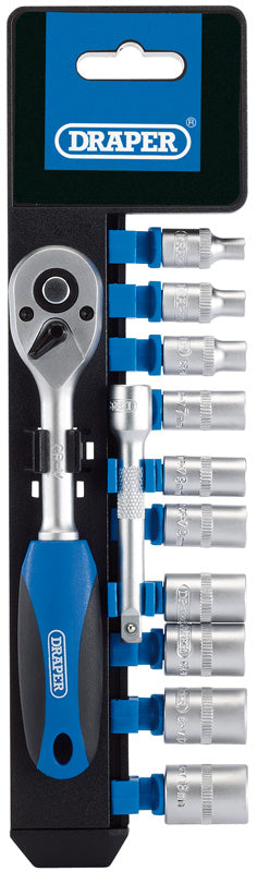 Draper Metric Socket and Ratchet Set, 1/4" Sq. Dr. (12 Piece) 16369