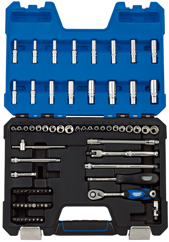 Draper MM/AF Combined Socket Set, 1/4" Sq. Dr. (75 Piece) 16448