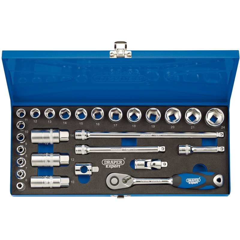 Draper 3/8" Sq. Dr. Metric Socket Set in Metal Case (27 Piece) 16470