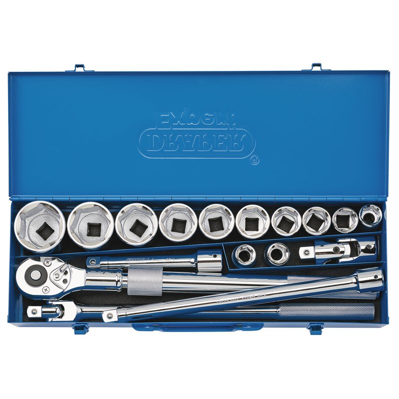 Draper Metric Socket Set in Metal Case, 3/4" Sq. Dr. (17 Piece) 16486