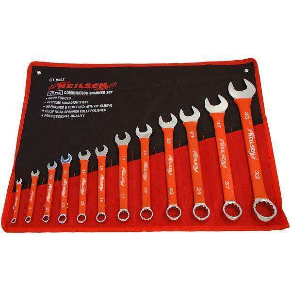 12PC SPANNER SET METRIC SOFT GRIP COMBINATION POLISHED WRENCH CT0562 6MM-32MM