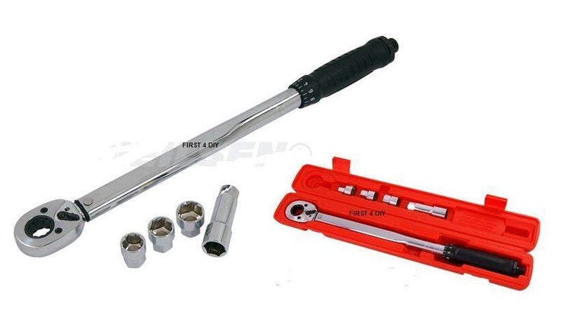 HEAVY DUTY 5PC 1/2" DRIVE GO THRU TORQUE WRENCH RATCHET & SOCKETS GARAGE TOOL