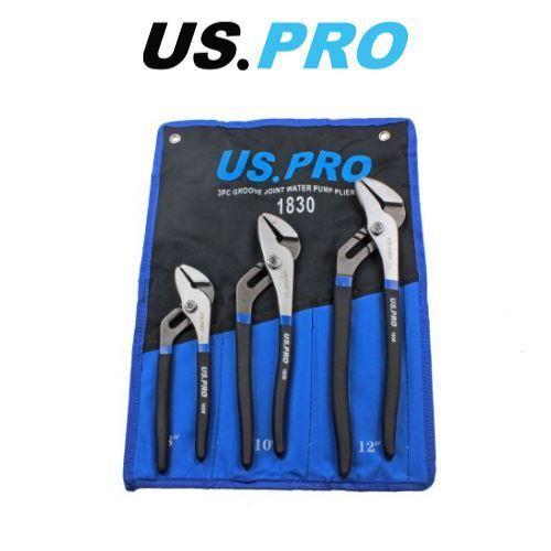 US PRO WATERPUMP PLIER 3PC 8" 10" 12" PIPE WRENCH STILLSON PLUMBERS PLIERS 1830