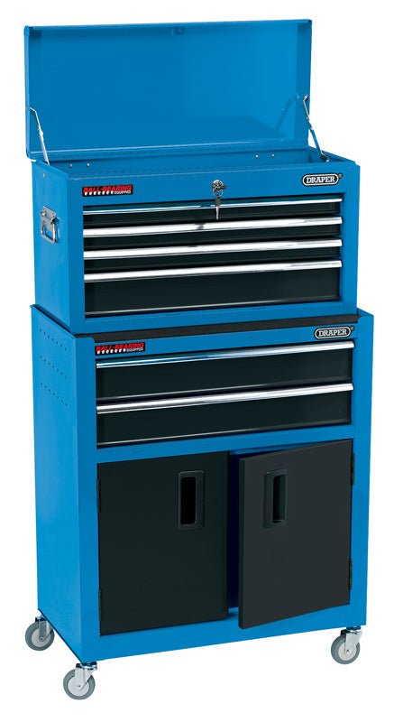 Draper Combined Roller Cabinet and Tool Chest, 6 Drawer, 24", Blue 19563