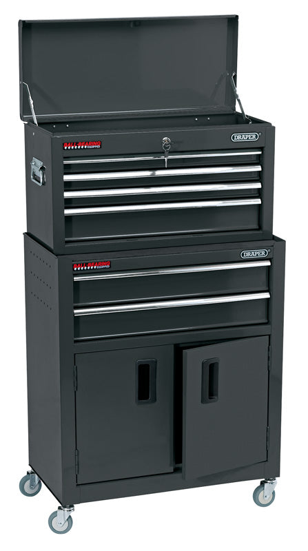 Draper Combined Roller Cabinet and Tool Chest, 6 Drawer, 24", Black 19572