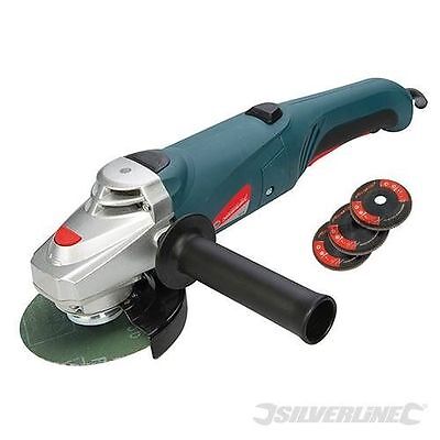 SILVERLINE 900W 4.5" 115MM ELECTRIC ANGLE GRINDER & 3 DISCS WARRANTY