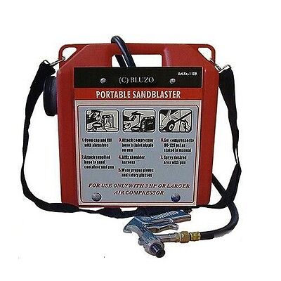 PORTABLE AIR SANDBLASTER 30LB SHOT GRIT SANDBLASTING GUN & HOSE HEAVY DUTY