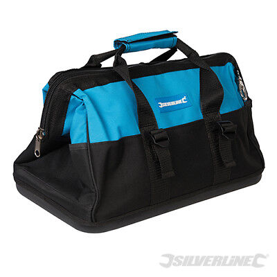 SILVERLINE TOOL BAG FOLDING 16" 400MM BOX HARD BASE BAG TOTE BAG CADDY CASE 268974