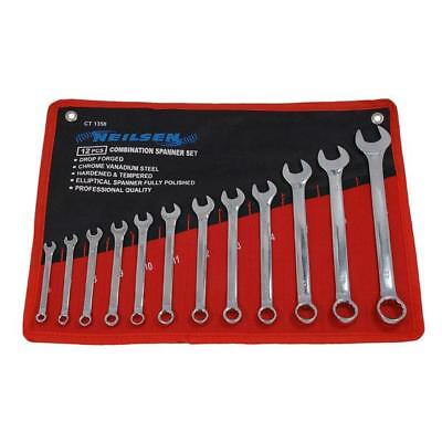 12PC SPANNER SET METRIC FULLY POLISHED COMBINATION WRENCH IN CASE 6-22MM CT1350