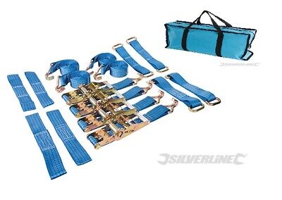 Silverline Ratchet Straps Car Transporter Trailer Tow Truck 16pc Wheel Tie Down