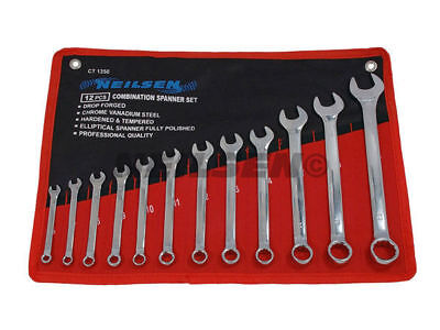 12PC SPANNER SET METRIC FULLY POLISHED COMBINATION WRENCH IN CASE 6-22MM CT1350