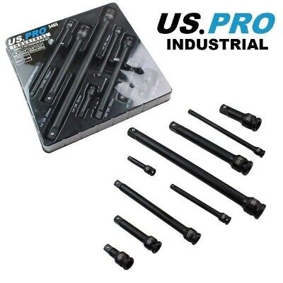 US PRO IMPACT EXTENSION BAR SOCKET SET 9PC 1/4" 1/2" 3/8" DRIVE LONG REACH 3465