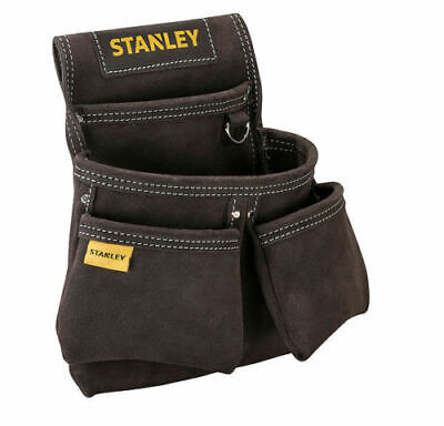 Stanley STST1-80116 Tan Pocket Leather Tool Belt Pouch Bag Carpenter Builder