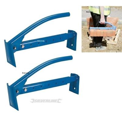 Silverline Brick Tongs 2x Adjustable Lifter 6-10 Bricks Lifting Carrying Carrier