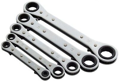 HEAVY DUTY 5PC REVERSIBLE RATCHET RING SPANNER WRENCH METRIC SET SP029