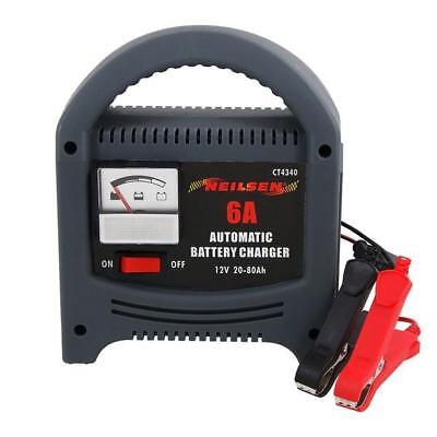 BATTERY CHARGER 6A AMP 12V TRICKLE BOOSTER CAR VEHICLE 0-80AH CT