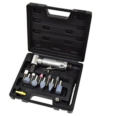 AIR DIE GRINDER 15PC 1/4" RIGHT ANGLE GRINDER POLISHER SANDER CASE AT020