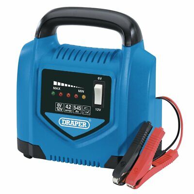 DRAPER BATTERY CHARGER 4.2A AMP 12V 6V CAR VAN CARAVAN STARTER BOOSTER 70544