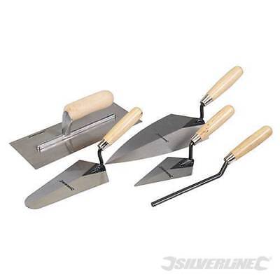 SILVERLINE TROWEL SET 5PC TRADESMAN HAND BRICK PLASTERING BUILDER POINTING CB60