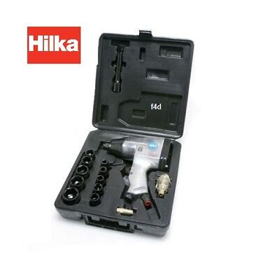 HILKA AIR IMPACT WRENCH 17PC 1/2" DRIVE RATCHET COMPRESSOR & SOCKETS 85151617