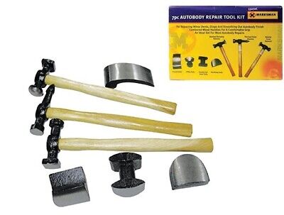 7PC PANEL BEATING HAMMERS CAR AUTO BODY PANEL DENT REPAIR TOOL KIT WOOD BODY 53070C