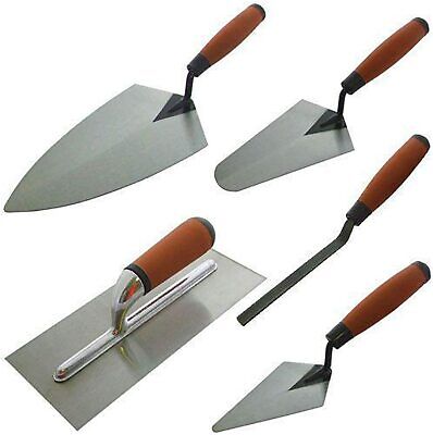 5PC TROWEL SET TRADESMAN HAND BRICK PLASTERING BUILDER POINTING TOOLS BL013