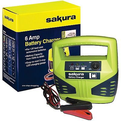 BATTERY CHARGER 12V PORTABLE 12 VOLT 6 AMP 6A CAR VAN UPTO 1.8 LITRE 4X4 SS3630